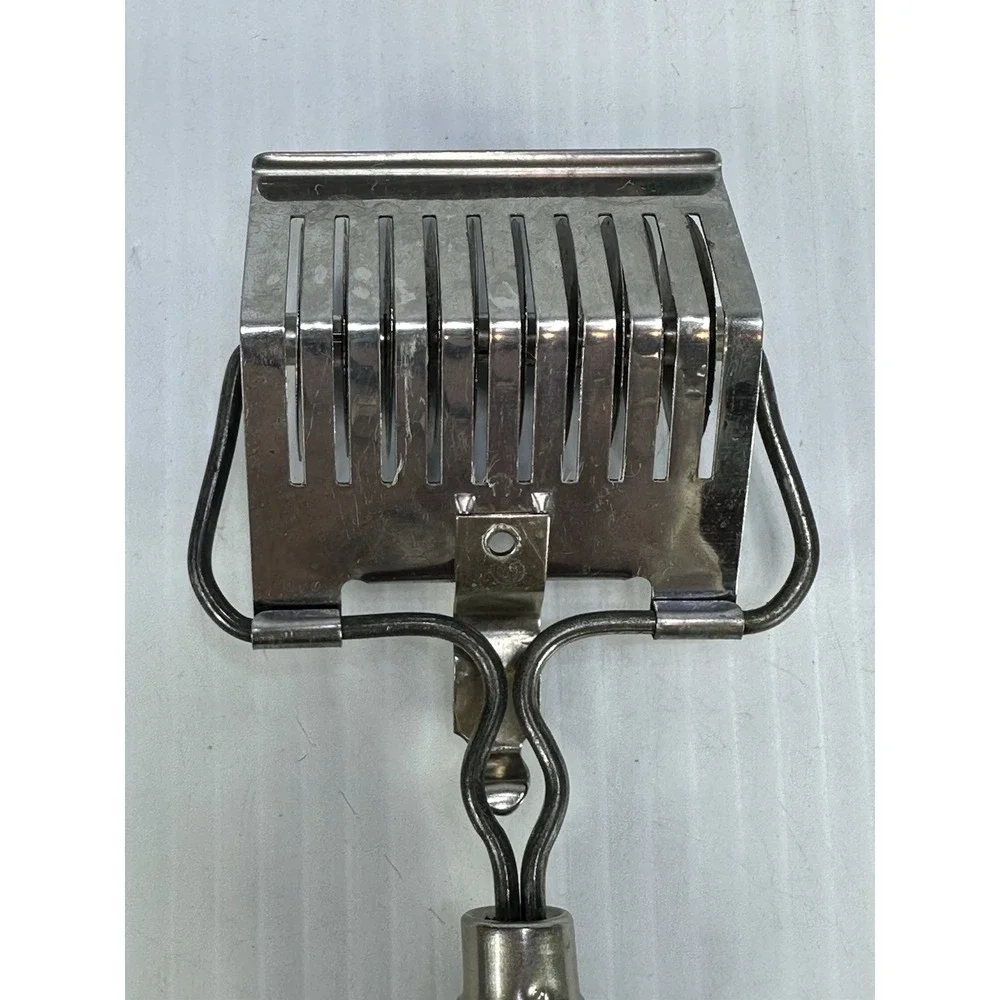 Vintage Antique Stainless Metal Pasta Pastry Cutter Roller Black Wood Handle USA